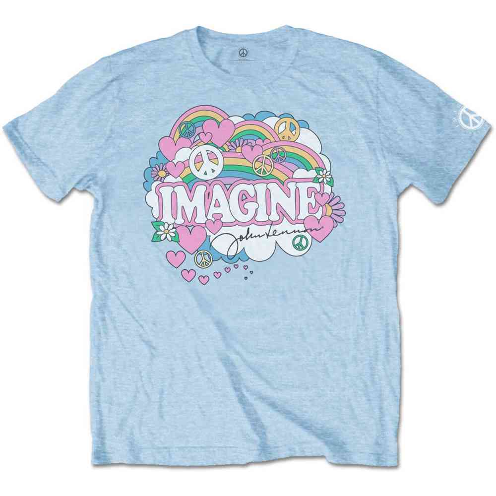 John Lennon - Rainbows, Love & Peace Mens Tshirt - Blue
